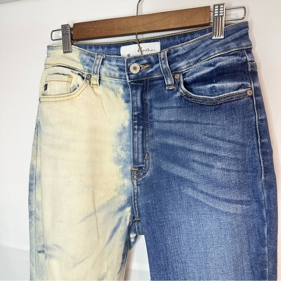 KanCan Split Bleach Dye Distressed Raw Hem Denim Jeans Women’s Size 9 / 28 - Picture 2 of 12